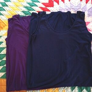 Women's Sleeveless Body-con Dresses - Purple and Navy